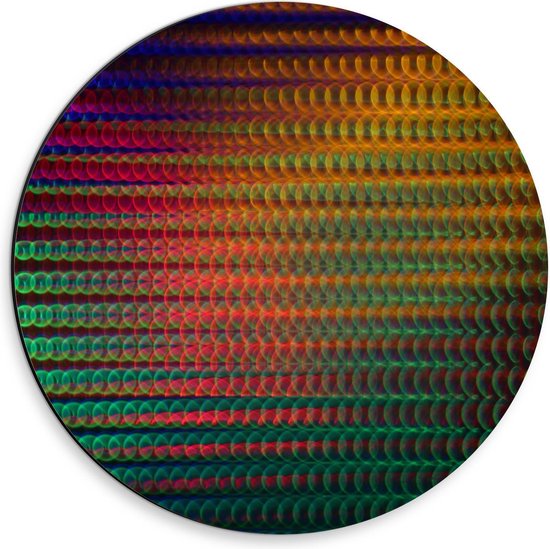 Dibond Wandcirkel - Gekleurde Bellen - 30x30cm Foto op Aluminium Wandcirkel (met ophangsysteem)