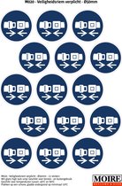 Pictogram sticker 75 stuks M020 - Veiligheidsriem verplicht - 50 x 50mm - 15 stickers op 1 vel