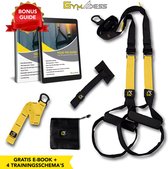 GymAxess - Suspension Trainer Geel - Met eBook, 4 trainingsschema's Deurhaak & opbergtas - Resistance Band - TRX Pro - TRX Suspension Trainer