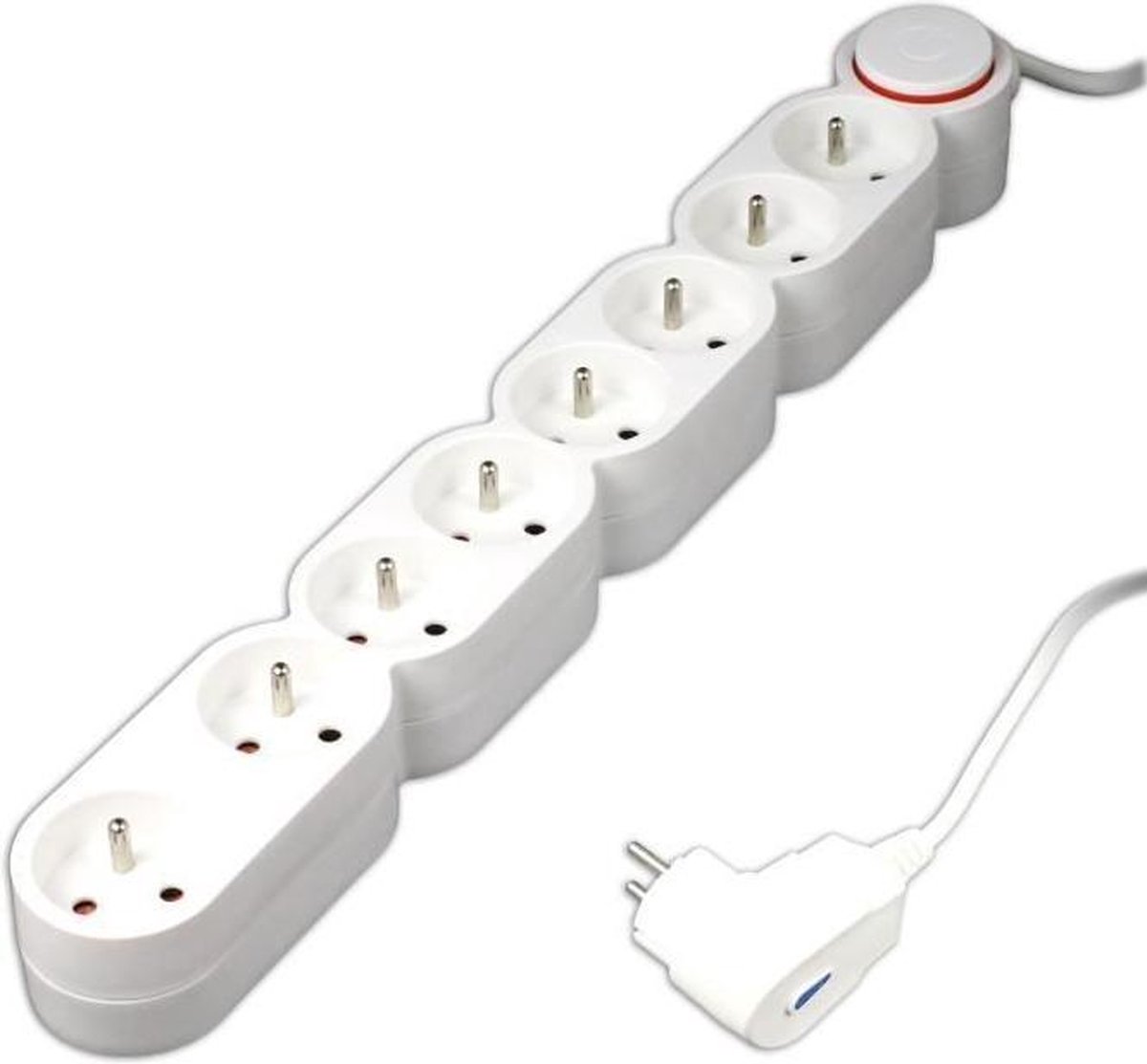 Multiprise Honihom 10 Prises + USB C 20W – Parafoudre 16A – Interrupteur – Blanc
