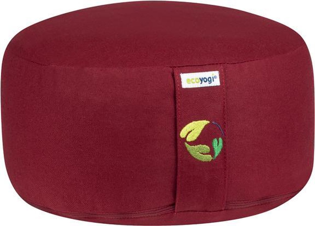 Bol.com Meditatiekussen Ecoyogi Rood Standaardmaat 15 cm x 30 cm (Hoogte x Diameter) – Wasbare Buitenhoes – Aanpasbare Boekweit ... aanbieding