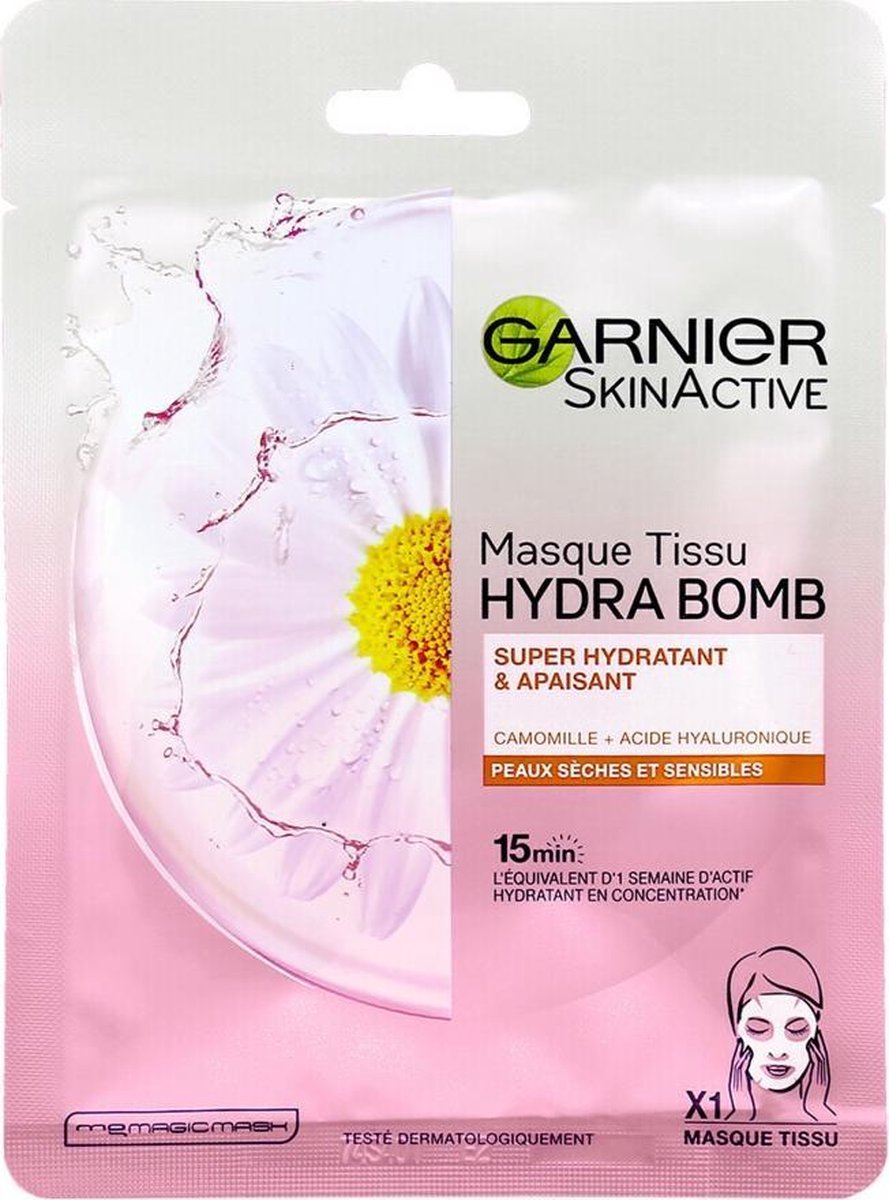 Garnier Skinactive Face Hydra Bomb Ultra Hydraterend & Kalmerend Tissue Masker Droge Huid 5 stuks Voordeelverpakking