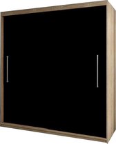InspireMe- Zweefdeurkast Kledingkast  Garderobekast met planken en kledingstang - 204x58x218 cm (BxDxH) -NICO (Sonoma+Zwart)