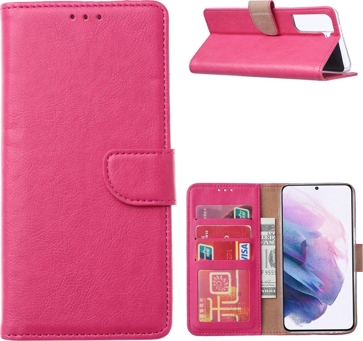 Samsung Galaxy S21 Bookcase Roze met Pasjeshouder