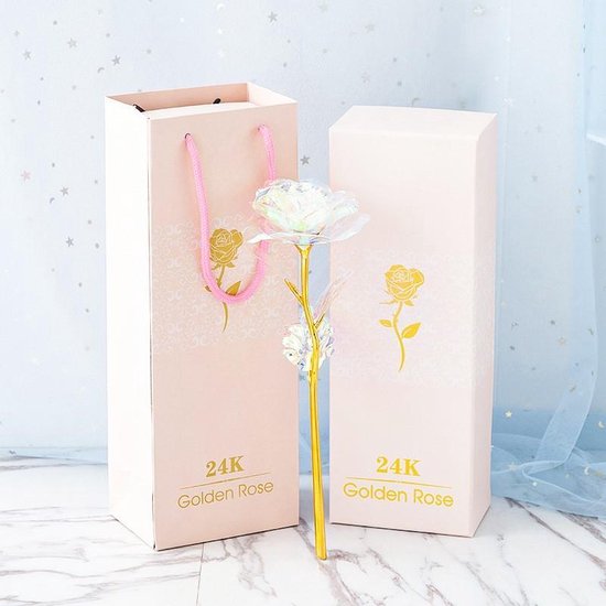 24k Galaxy Roos + pink gift box - Gouden Rose - Kerst - feestdagen - cadeau tip - dierbare - vriend - vriendin - gelegenheid