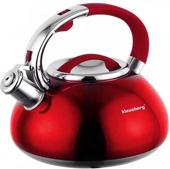 Bouilloire sifflante Klausberg KB-7076 - 3L - inox - tous feux - Rouge