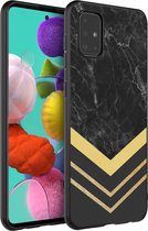 iMoshion Design voor de Samsung Galaxy A51 hoesje - Marmer - Goud / Zwart