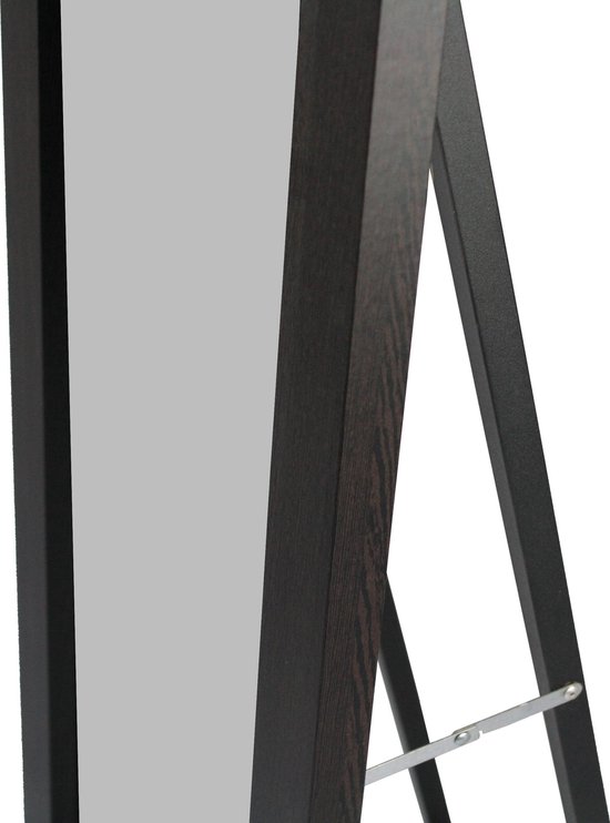 Lowander staande spiegel 160x40 cm - Passpiegel staand - Spiegels - Zwart houten lijst