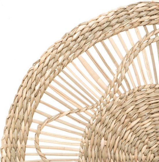Gedetailleerde weergave van de rand van een mand met een natuurlijk materiaal.