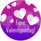 Wensetiket - Sluitzegel - Fijne Valentijnsdag etiketten Paars/Blauw - Valentijn stickers - 40 mm - 40 st