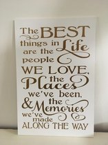 Tekstbord "Best things in Life" wit/goud 60cm x 40cm