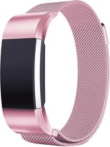 Milanees Smartwatch bandje - Geschikt voor  Fitbit Charge 2 Milanese band - roze - Maat: L - Horlogeband / Polsband / Armband