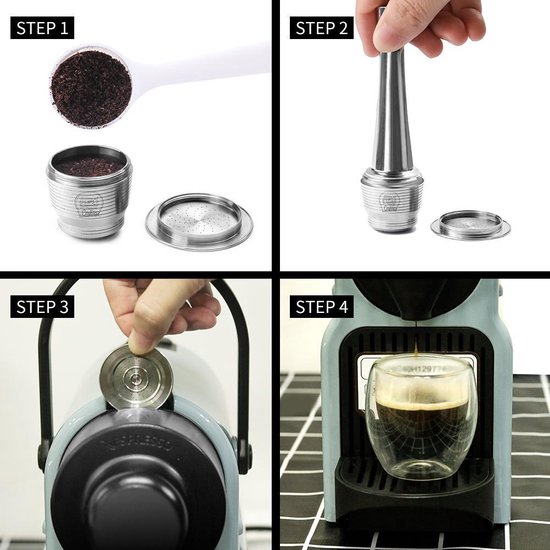 Capsule Nespresso rechargeable - acier inoxydable - 2 tasses | bol