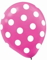 5 stuks Roze ballon met witte stippen, 30 cm , Verjaardag
