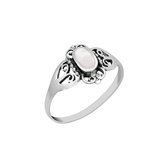 Ringen dames | Zilveren ring met ingelegd wit parelmoer