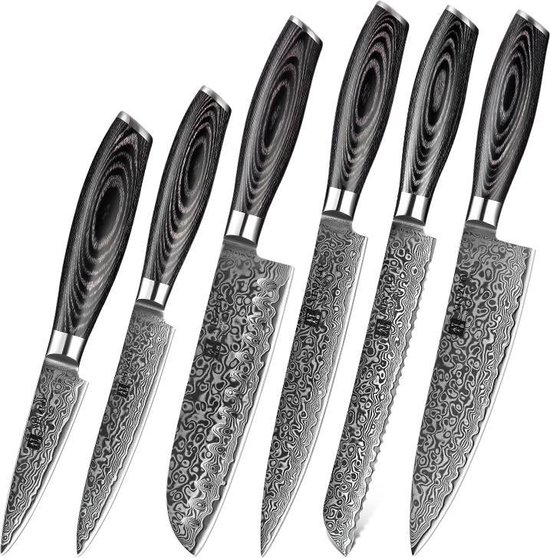Ensemble de Couteaux de cuisine de Luxe et professionnels 6 pièces en acier  damas (67... | bol.com