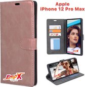 EmpX.nl iPhone 12 Pro Max Rosegoud Boekhoesje | Portemonnee Book Case voor Apple iPhone 12 Pro Max Rosegoud | Flip Cover Hoesje | Met Multi Stand Functie | Kaarthouder Card Case iPhone 12 Pro