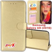 EmpX.nl Galaxy A9 (2016) Goud Boekhoesje | Portemonnee Book Case voor Samsung Galaxy A9 (2016) Goud | Flip Cover Hoesje | Met Multi Stand Functie | Kaarthouder Card Case Galaxy A9 (2016) Goud