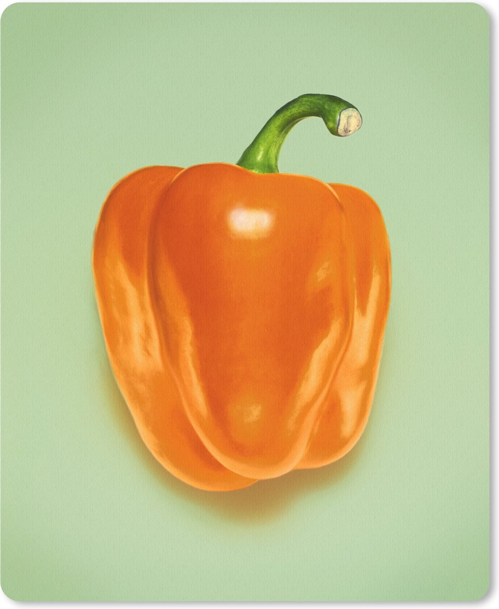 Muismat Kleurrijke Kunst - Oranje paprika muismat rubber - 19x23 cm - Muismat met foto