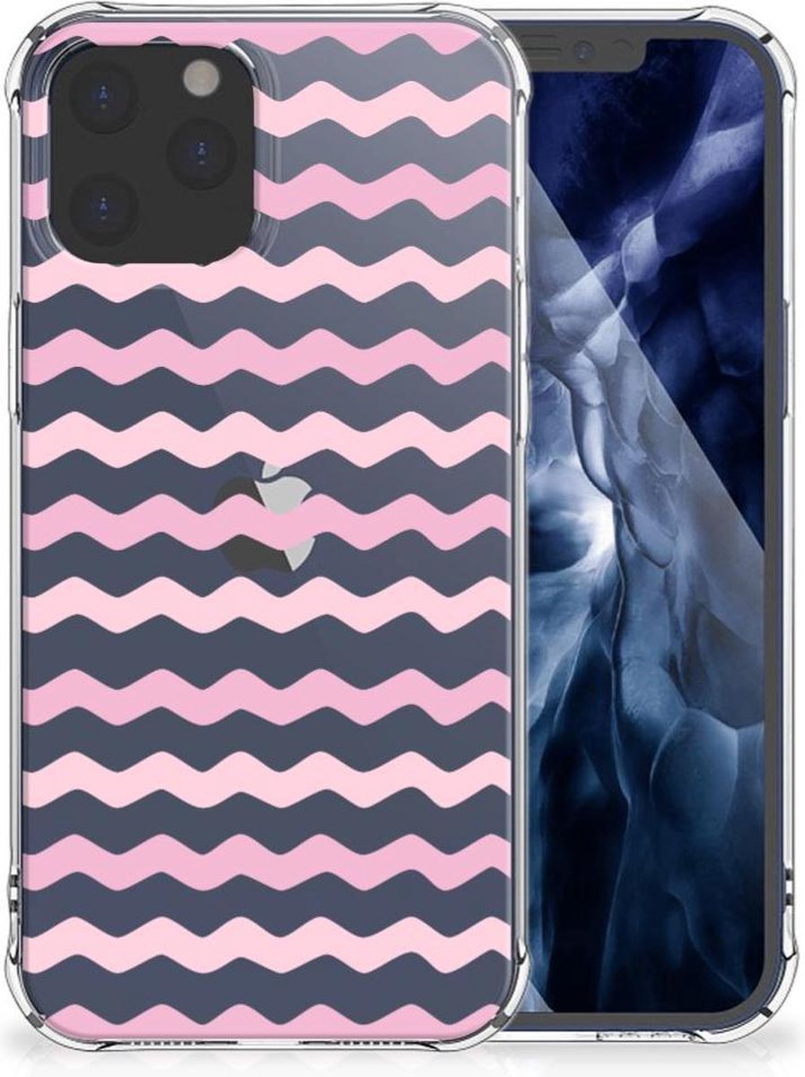 iPhone 12 Pro Max Doorzichtige Silicone Hoesje Waves Roze