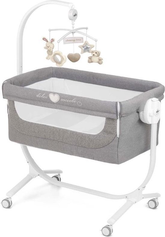 COSTWAY 3 in 1 Co-Sleeper & Cradle & Carrycot, 5 Positions Height Adjustable Crib, Tilting, Bed incl. Mattress, Travel Cot, Baby Crib up to 9 kg (Dark Grey