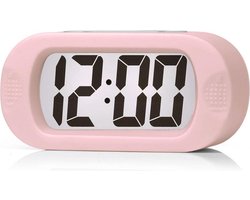 foto van JAP AP17 digitale wekker - Stevige alarmklok - Met snooze en verlichtingsfunctie - Beschermhoes van rubber - Pastelle Roze