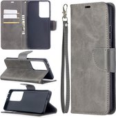 Samsung Galaxy S21 Ultra hoesje - Wallet bookcase - Grijs - GSM Hoesje - Telefoonhoesje Geschikt Voor: Samsung Galaxy S21 Ultra