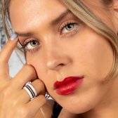 My Bendel - Ringenset - wit keramiek - Opvallende ringenset zwart/wit - Met luxe cadeauverpakking