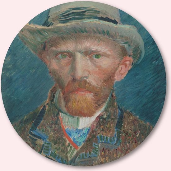 Muurcirkel ⌀ 40 cm - Zelfportret met grijze vilthoed, Vincent van Gogh, 1853  - 1890 - | bol.com