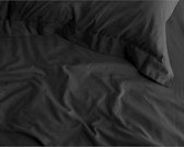 Zijdezachte Katoen/Satijn Eenpersoons Topper Hoeslaken Zwart | 90x200 | Glazend En Luxe | Ademend En Duuzraam