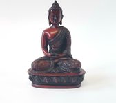 Mooi Boeddha beeldje - 14cm - Resin - Mediterende Boeddha - Rood