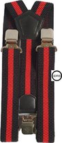 Bretels Zwart met rode streep - Met Extra Stevige, Sterke en Brede Klem van de Riemenspecialist
