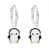 Oorbellen meisje | Zilveren kinderoorbellen | Zilveren oorringen met hanger, pinguïn