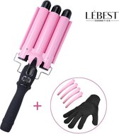 LéBest Cosmetics - Golvenkrultang  - Automatische Kurltang -  25mm - Wafeltang - Inclusief handschoen