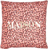 Sierkussen MAISON met luipaardprint - Zalm / Oranje - l45 x b45 cm