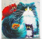 Diamond painting - Kattenfamilie - 40 x 40 cm - vierkante steentjes