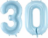 Folie ballon cijfer 30 jaar – 80 cm hoog – Blauw - met gratis rietje – Feestversiering – Verjaardag – Bruiloft