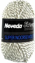 Scheepjes Neveda Super Noorse Wol Extra, 5 bollen a 50 gram, kleur 1702 Wit/grijs met GRATIS DIGITALE TOERENTELLER