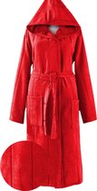badjas rood (S/M) met capuchon 100% katoen