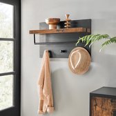 iBella Living - Industriële kapstok - Wandkapstok met hoedenplank - Zwart / Bruin