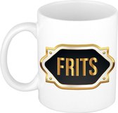 Naam cadeau mok / beker Frits met gouden embleem 300 ml