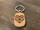 SLEUTELHANGER | "GEOMETRISCH HART" | RECHTHOEK | HOUT |  4,5CM