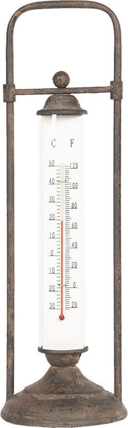 Wild groot is er Clayre & Eef Thermometer Buiten 13x13x43 cm Zwart Ijzer Glas Rond  Thermometer... | bol.com