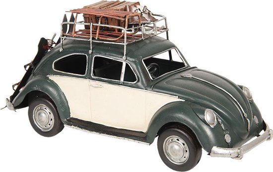 Clayre & Eef Modelauto Volkswagen Kever Licentie Auto 36*12*16 cm Groen Metaal Miniatuur VW Kever