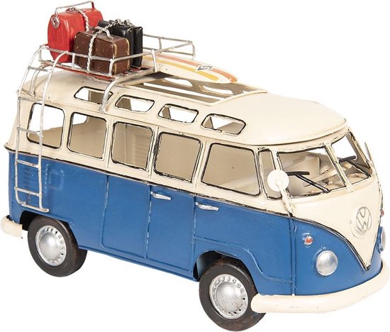 Clayre & Eef Modelauto Volkswagen Bus Licentie Camper 26*12*17 cm Blauw  Metaal... | bol.com