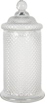 Clayre & Eef Voorraadpot Deksel Ø 14*38 cm Transparant Glas Rond Voorraadbus Bewaarpot Opbergpot