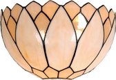 LumiLamp Wandlamp Tiffany 30*15*20 cm E14/max 1*40W Beige, Bruin Glas in lood HalfRond Muurlamp Sfeerlamp Tiffany Lamp