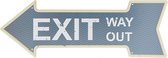 Clayre & Eef Tekstbord 46x15 cm Blauw Ijzer Rechthoek Exit Way Out Wandbord