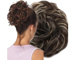 Curly Haar Wrap| Intens Donkerbruin met lichte plukjes | Coupe Soleil | bol