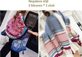 2 Stukken Mooie Etnische stijl sjaal-vintage print sjaal-vrouwen Pashmina lange, grote maat -180cm*100cm voor alle seizoenen super zacht-Pauw Blauwe Bloemen-Lente voor Sale